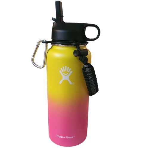 Hydro Flask Sticlă de apă din oțel inoxidabil cu izolare vacuum, 946 ml, cu capac cu pai, galben/roz