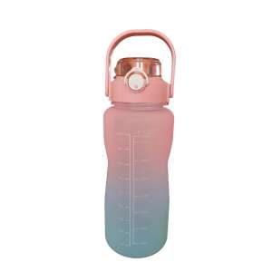 2 Litrová Motivačná Fľaša s Časovým Značením a Slamkou - Ružová a Modrá - Fľaše na vodu