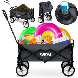 Collage of the Humberg HM-511 folding wagon showing different uses and features - Nonbrand Transport cart