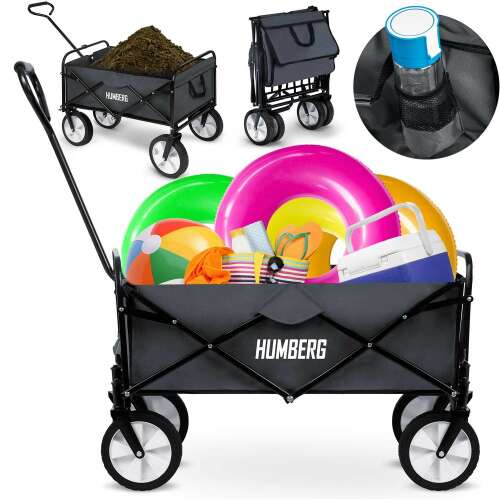 Collage of the Humberg HM-511 folding wagon showing different uses and features