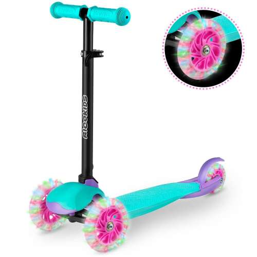 Ricokids Loco dreirädriges Roller in Türkis und Rosa mit leuchtenden Rädern