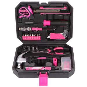 Sixtol HOME PINK 66 darabos szerszámkészlet, nyitott tok szerszámokkal, fekete és rózsaszín - Sixtol