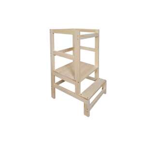 Höhenverstellbarer Küchenlernturm für Kinder, naturbelassenes Holz, Kruzzel - Babymöbel
