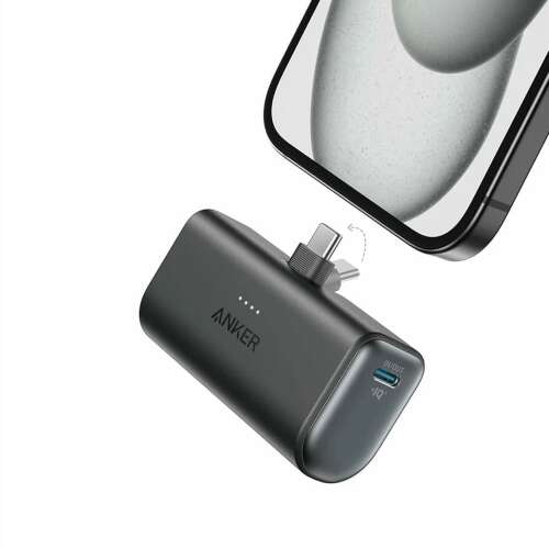 Anker Nano 5000mAh Power Bank със сгъваем USB-C конектор, зареждащ телефон