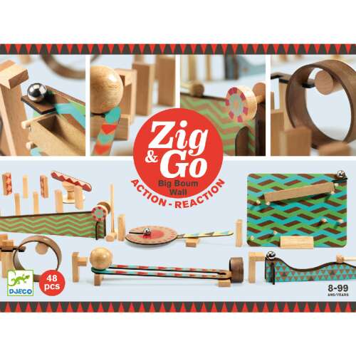 Djeco Zig & Go 48-Piece Wooden Marble Run Construction Toy Set