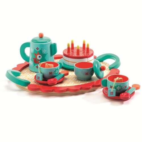 Wooden tea set for kids, pretend play tea party, birthday cake, cups, teapot, tray, pretend play kitchen, kids kitchen toys, wooden toys, tea party set, tea set for kids, tea party toys