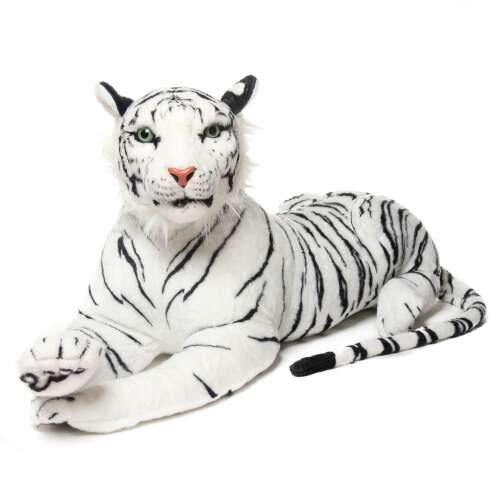 Fehér plüss tigris, nagy méretű, 100cm magas, plüssjáték, plüssállat, plüss, gyerekjáték, lakásdekoráció - Játék