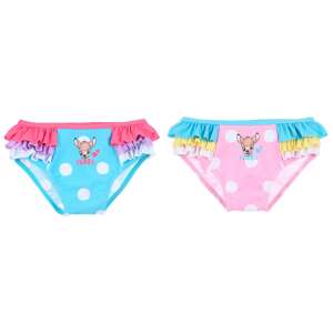 2er Pack Disney Bambi Mädchen Badehosen, blau und rosa mit weißen Punkten und Rüschenbesatz - Bademode für Kinder
