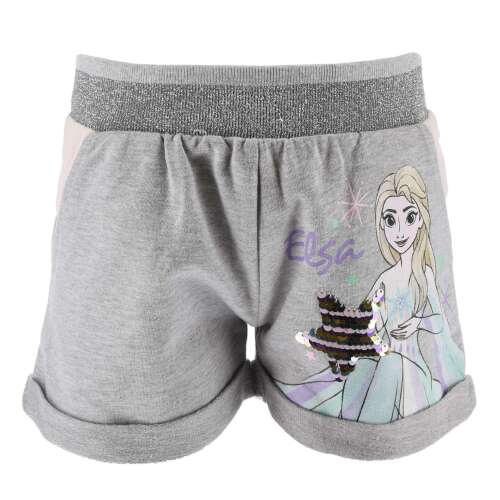 DISNEY Frozen Elsa sivé šortky pre dievčatá s trblietavými detailmi