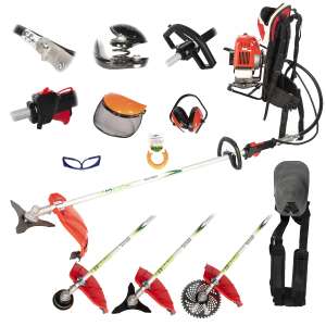 Small Farmer BC430KF fűnyíró és tartozékok kollázs. - Micul Fermier