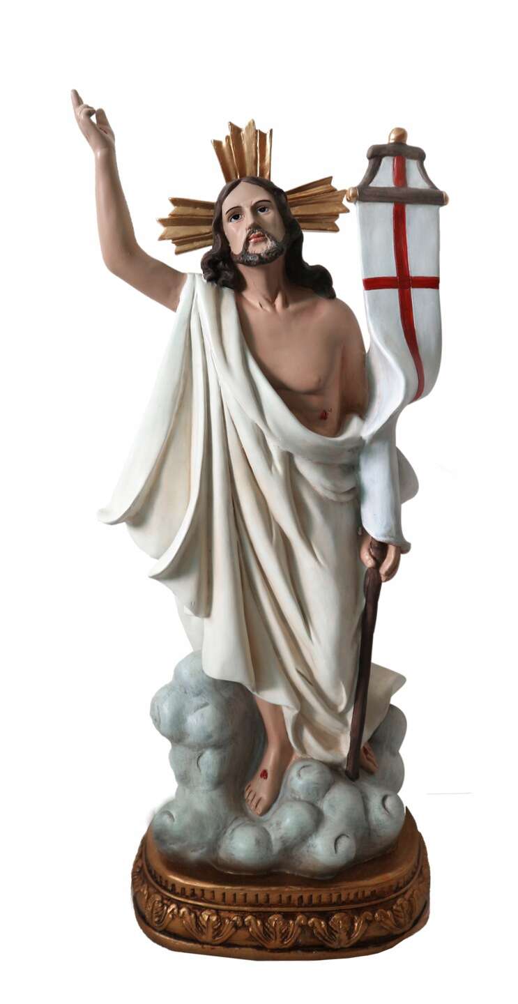 Postava vzkrieseného Krista zo sadry a polyesterovej živice 30,5 cm
