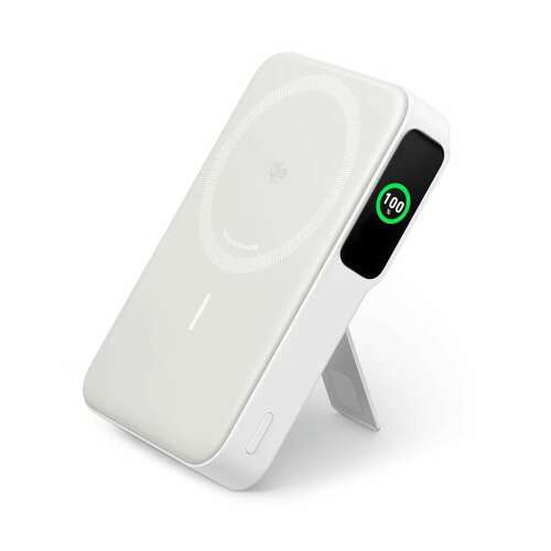 Anker MagGo 10000mAh külső akkumulátor vezeték nélküli töltéssel és kihajtható állvánnyal, fehér