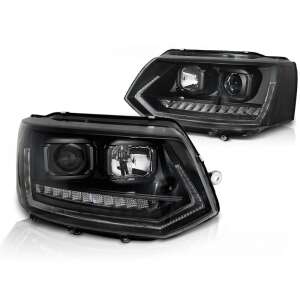 VW T5 2010-2015 Fekete T6 Look LED Fényszórók DRL-vel - Autólámpa
