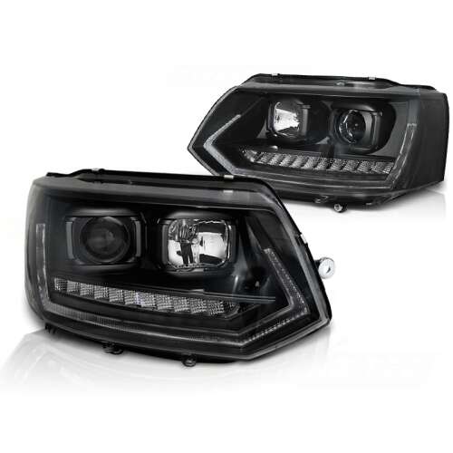 VW T5 2010-2015 Fekete T6 Look LED Fényszórók DRL-vel