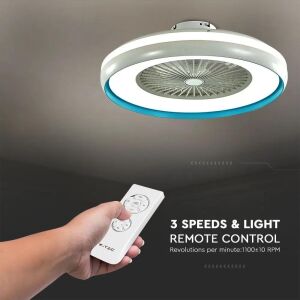 V-TAC 45W mennyezeti ventilátor LED világítással és távirányítóval - V-TAC