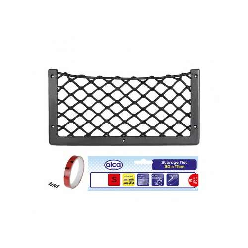Alca Aufbewahrungsnetz 30 x 17cm Auto-Organizer, schwarzes Netz mit Kunststoff-Rahmen, für Autoinnenraum, Kofferraum, Sitz, Wohnmobil, Wohnwagen, Aufbewahrungsnetz für kleine Gegenstände, Werkzeuge, Zubehör
