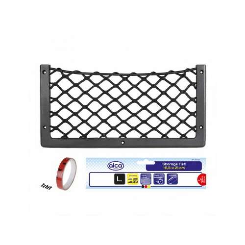 Alca autó tároló háló 415 x 210 mm, fekete, ragasztószalaggal és csavarokkal