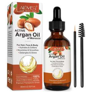 Aliver Active Argan Oil of Morocco, 60ml, pentru păr, față și corp, presat la rece, 100% pur și natural, calitate terapeutică premium - Ulei de păr