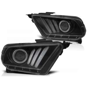 Ford Mustang V 2010-2013 Fekete Projektor Fényszórók LED-es Nappali Menetfényekkel - Autólámpa