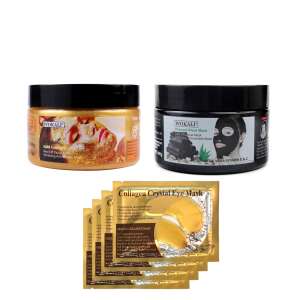 Kit Complet pentru Reintinerirea Tenului cu Masca de Fata cu Melc, Aur 24K, Colagen,Masca neagra pentru indepartat punctele negre si 4 Seturi x 2 Plasturi pentru Ochi 99831493 - Mască și pachet pentru îngrijirea pielii