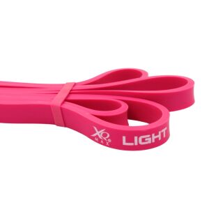 Zbliżenie na taśmę oporową XQ Max light, detal różowej taśmy fitness - XQ Max