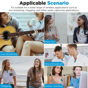 Wireless Lavalier Microphone for Live Streaming, Vlogging, Interview, News Broadcast, Online Teaching - Boya