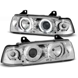 BMW E36 Króm Angel Eyes Első Lámpa, 1990-1999 - Autólámpa
