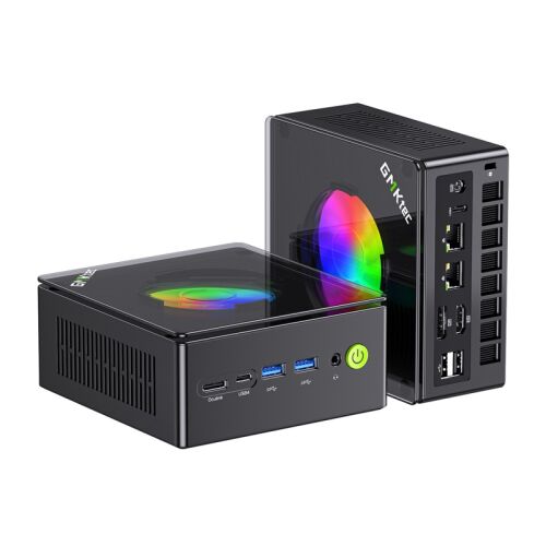 GMKtec Mini PC, compact desktop computer with multiple ports