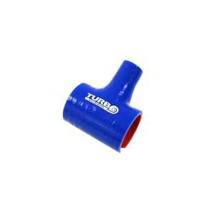 TurboWorks 51-15 mm blauer Silikonschlauch mit roter Innenverkleidung, T-förmiger Anschluss - TurboWorks