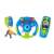 Interactive baby toy set with light and sound effects, blue, includes steering wheel, mobile phone, and key set