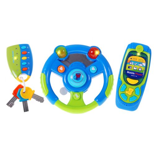 Interactive Baby Toy Set with Light and Sound Effects, Blue