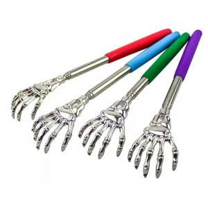 Teleszkópos hátvakaró, csontváz kéz formával, 4 színben, fém és műanyag, 21-50 cm hosszú - Vicces ajándék