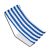 Angled view of Maverick folding beach chair, blue and white stripes