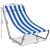 Maverick folding beach chair with dimensions, blue and white stripes