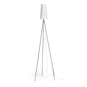 Króm állólámpa háromlábú talppal és fehér lámpabúrával - Állólámpa