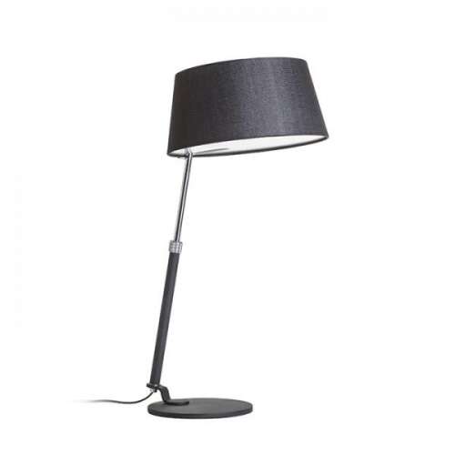 RITZY fekete króm asztali lámpa textil búrával, állítható magasság, E27 foglalat, modern design - Asztali lámpa