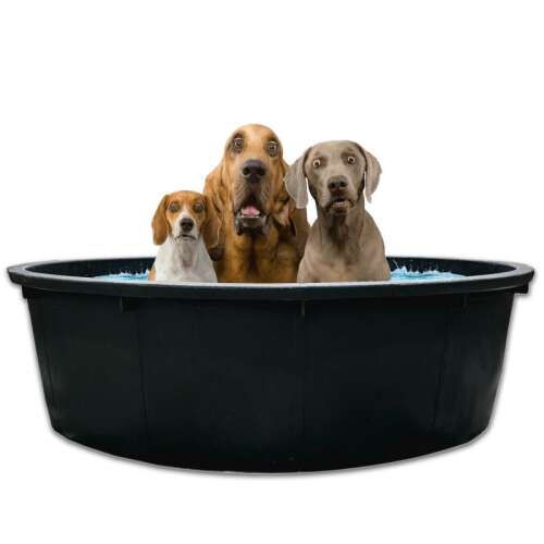 Fekete műanyag kád kutyáknak, 275L Mobilplastic 110x35 cm, kerek kád kutyák fürdéséhez, kutya medence
