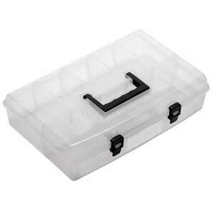 Strend Pro Clear Plastic Organizer Box with 6 Compartments and Handle - Tool & Part Organizer
