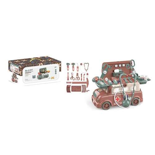 B-CAT Ambulance Playset with Medical Tools, 22 Pieces, Sounds and Lights, for Kids 3 Years and Up