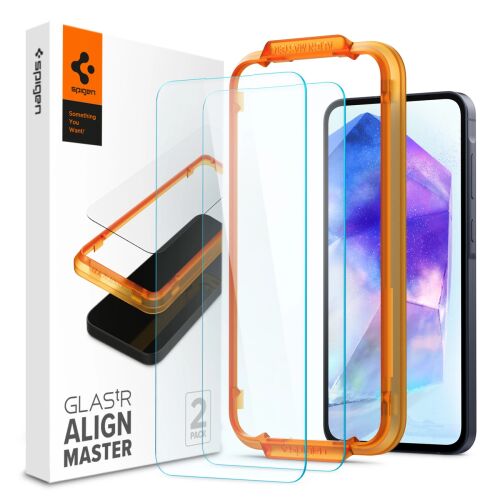 Spigen Glas.tR Align Master képernyővédő Samsung Galaxy A55 5G telefonhoz, 2 darabos csomag telepítőkészlettel