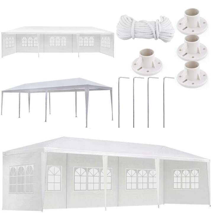 Italform kerti Pavilon Party sátor XXL 4 oldalfallal 3x9m - fehér