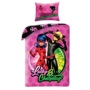 Katicabogár és Fekete macska Lucky & Charming ágynemű szett, 140x200cm paplanhuzat és 70x90cm párnahuzat - Jerry Fabrics