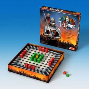 Tezamen társasjáték felállítása, a játéktábla, a bábuk és a dobókockák láthatóak - Keller&Mayer