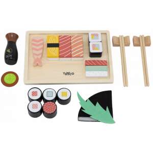 Tryco fa sushi készlet, szimulációs étel, sushi, maki, nigiri, pálcika, szójaszósz, wasabi - Tryco