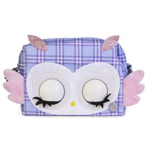 Purse Pets Bagoly Beszélő Plüss Táska, Lila Kockás, Interaktív Játék, 30 Hang és Reakció - Spin Master