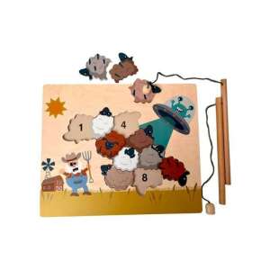 Mágneses horgászós játék, Hova mennek a bárányok? Magni, fa játék gyerekeknek, számolós játék, puzzle, fejlesztő játék - Magni