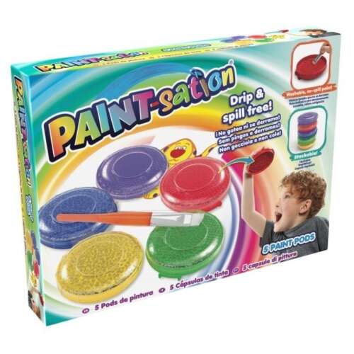 PAINT-sation 5 db festékszivacs, csepegés- és kiömlésmentes, tökéletes gyerekeknek, ecsettel