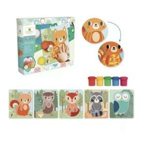 Sycomore Babyssimo Ujjfestő készlet erdei állatokkal - 5 színes festék és 5 színezhető kép - Kreatív játék