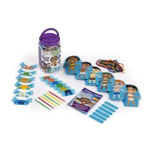 Miniland Flexi World Kids fűzős játék, 6 baba, 6 szett ruha, 6 fonal, 6 műanyag tű, játékszabály, 3 éves kortól ajánlott - Miniland