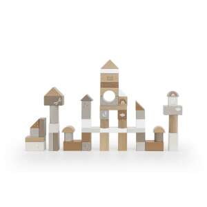 Label Label 50 darabos fa építőkocka készlet bézs színben - Label Label